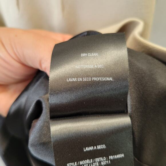 Tahari Black Tan Asymmetrical Sheath Office Dress with Zipper Accents, 8 - Picture 8 of 15